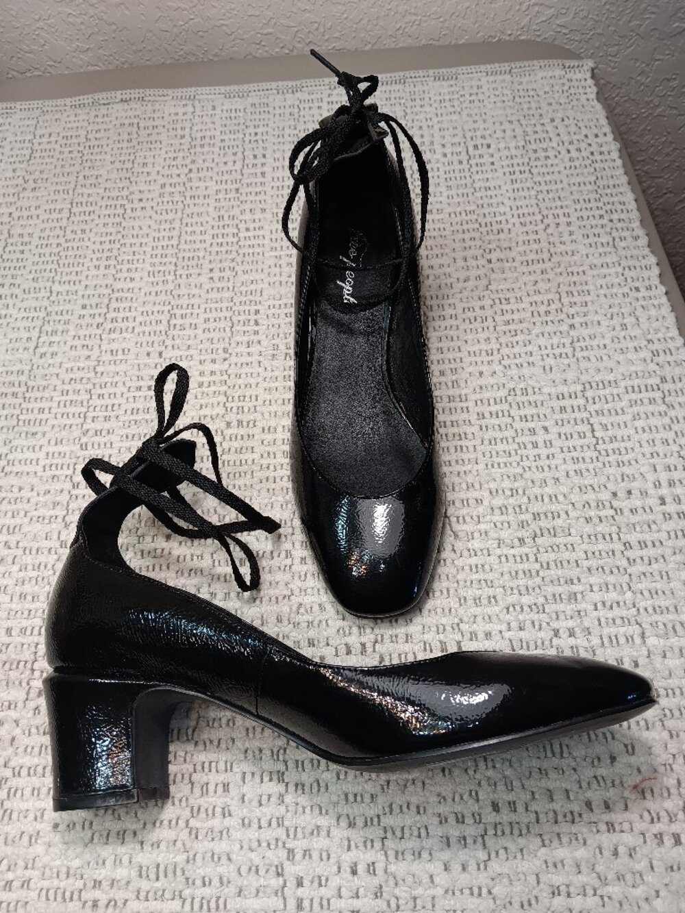 Free People 'Lana' Black Patent Leather Block Heel Pumps sz 41 EU / 11 US